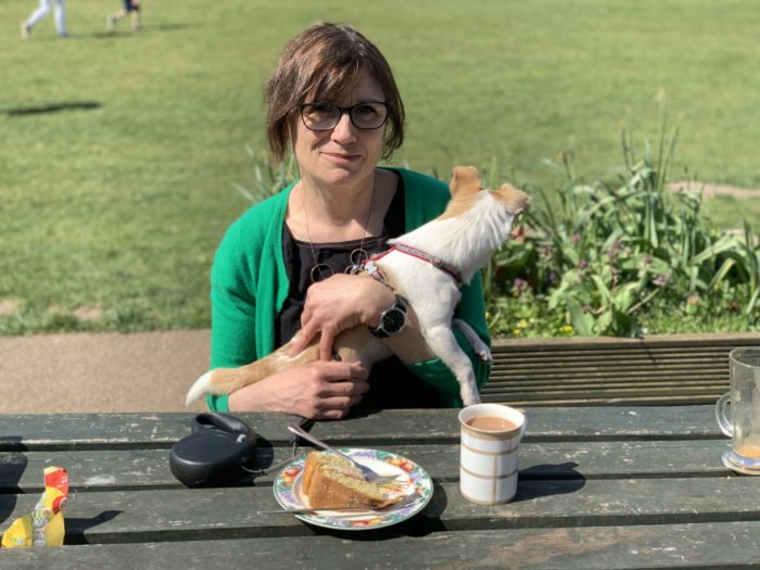 Liz Hollis with her dog